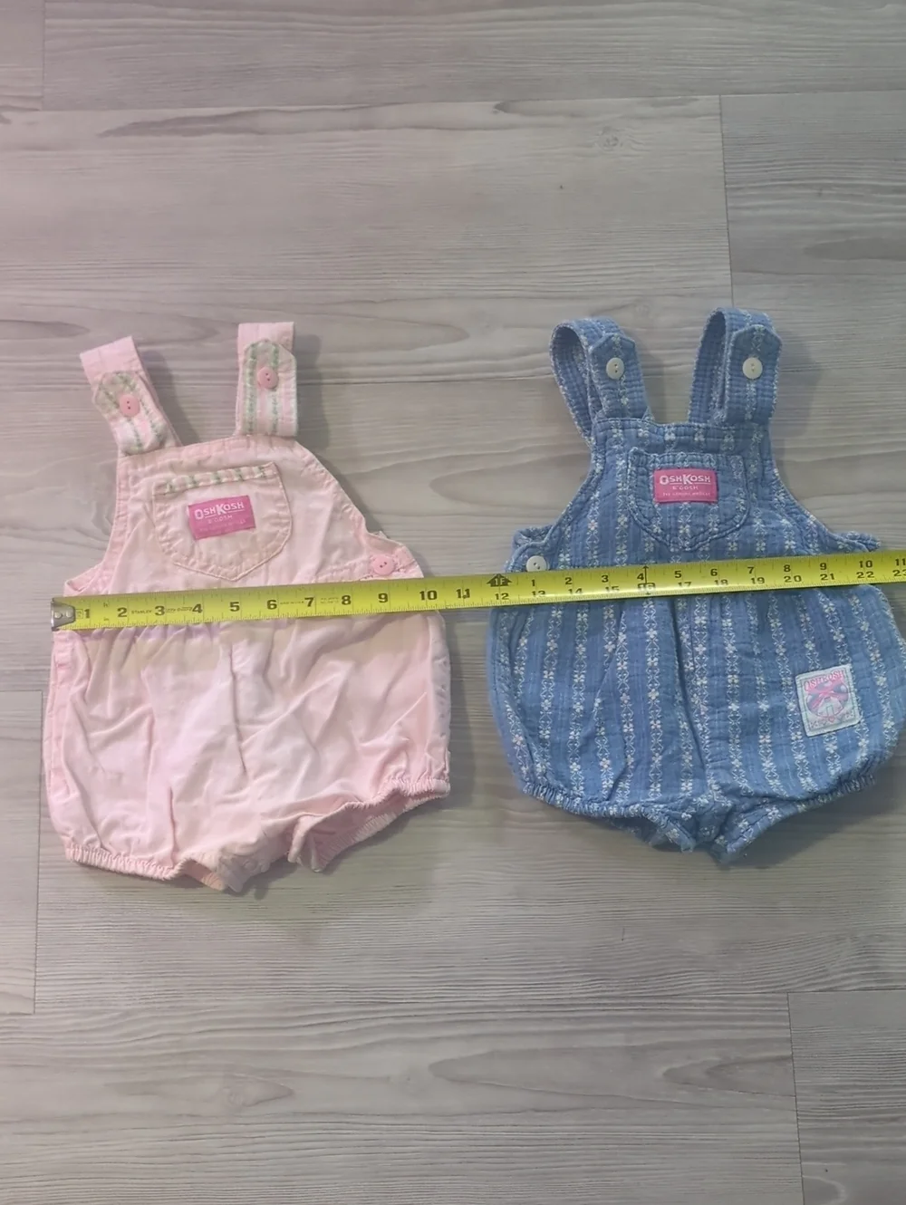 Vintage OshKosh B'gosh 18M Bubble Romper Overall Set Pink & Blue Floral Baby USA